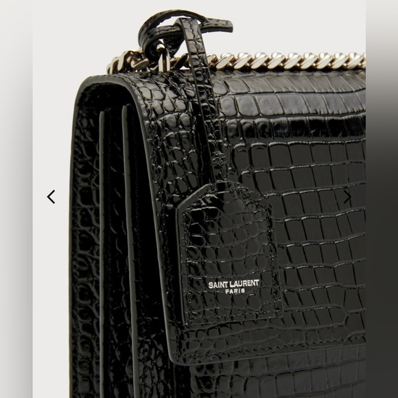 Saint Laurent Croc Embossed Leather Crossbody Bag New - Picture 15 of 16